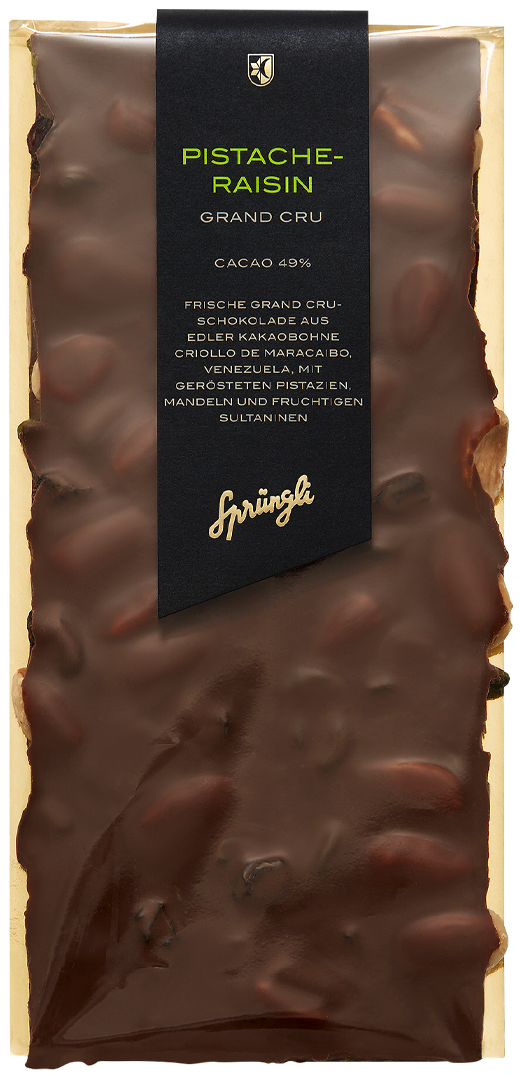 Schokolade Grand Cru Pistache-Raisin, Cacao 49 %